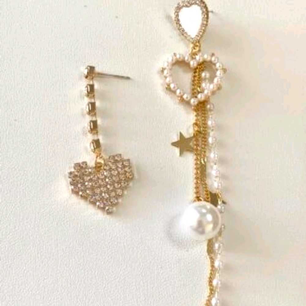 Handmade heart lover long drop earrings